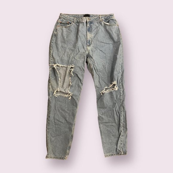 ASOS Women’s Hourglass High Rise Mom Jeans in Midwash with rips | Size: W36 L34 - Picture 1 of 9